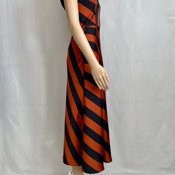 NWT Hugo Boss Dalton Dress Orange & Navy, Women's Size 0 - Picture 5 of 13